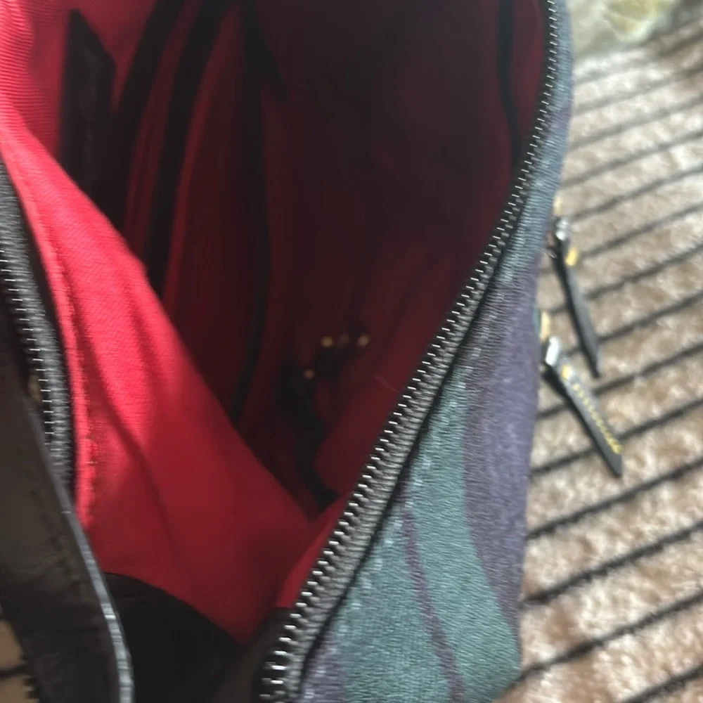 Dooney and Bourke Blue and Green Plaid Shoulder Bag - Picture 5 of 8